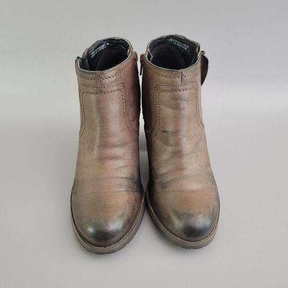 Clarks Artisan Mission Halle Boots Womens 9 Zip Ankle Bootie Brown Leather Heels - Picture 5 of 10